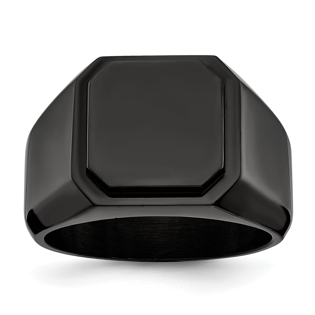 Stainless Steel Polished Black IP-plated Signet Ring