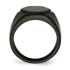 Stainless Steel Polished Black IP-plated Signet Ring