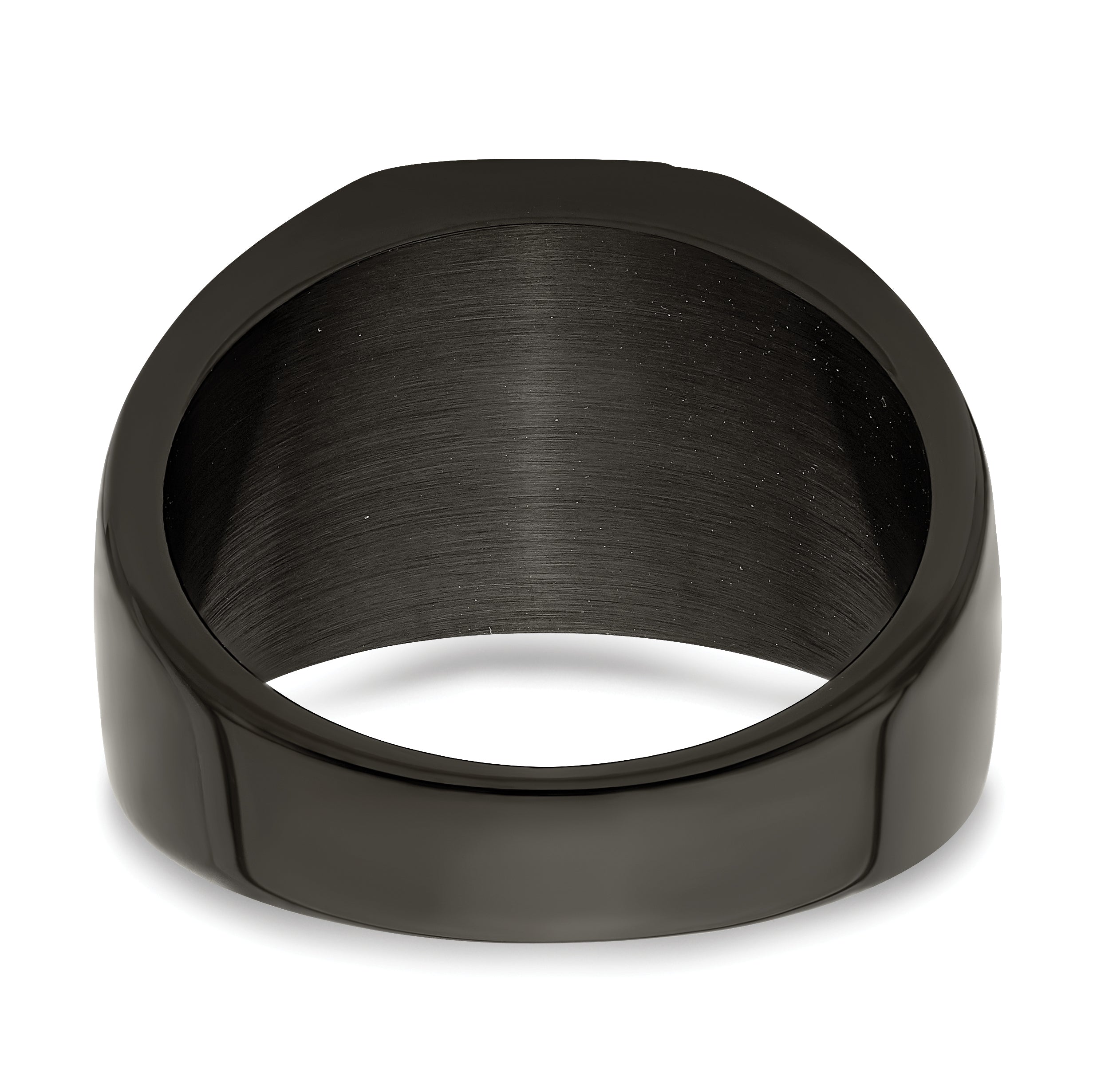 Stainless Steel Polished Black IP-plated Signet Ring