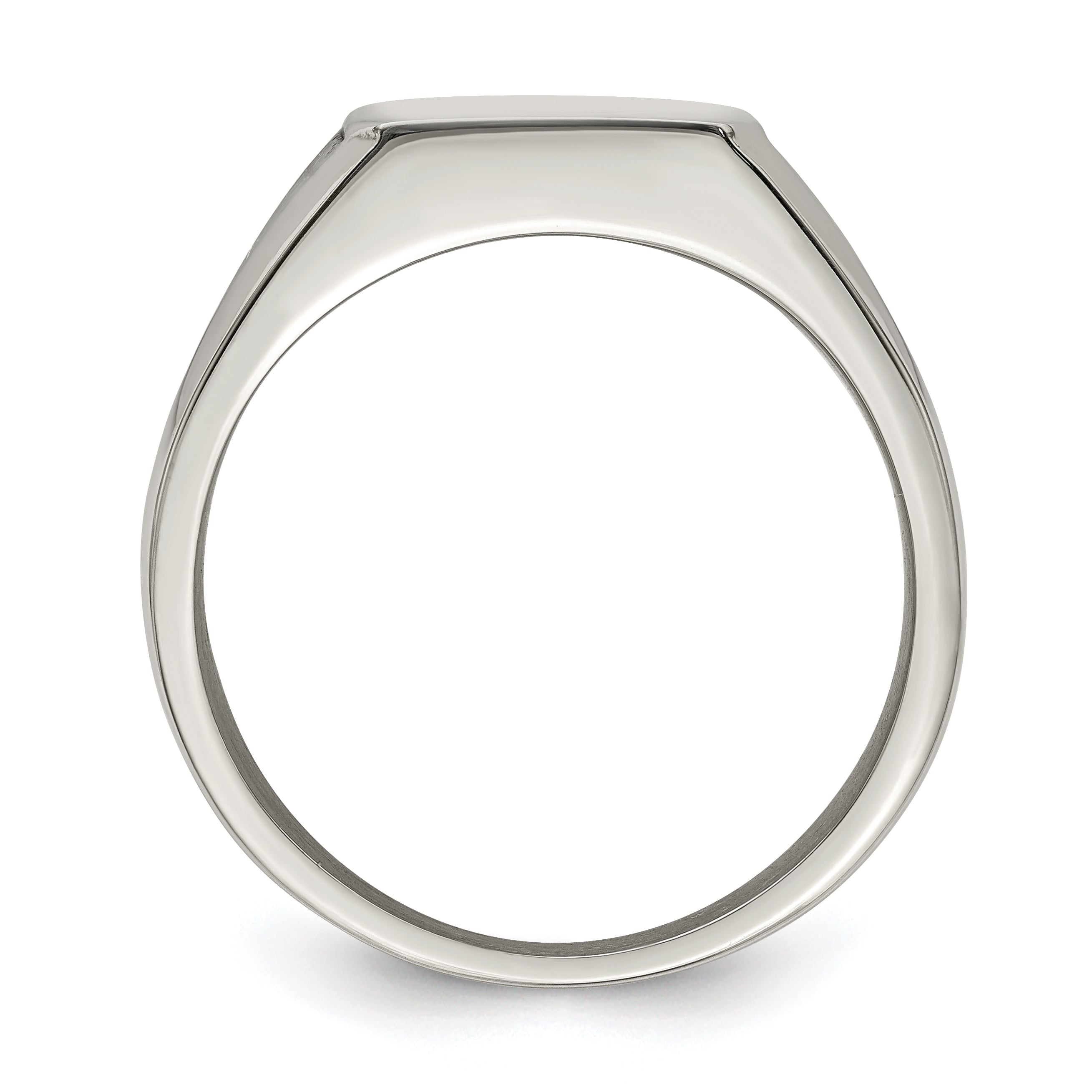 Stainless Steel Polished with Black Enamel Signet Ring