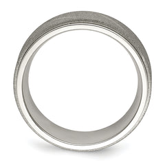 Stainless Steel Polished and Satin Ridged Edge 8mm Band