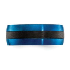 Black Carbon Fiber with Brushed Blue IP-plated Stainless Steel 8mm Band