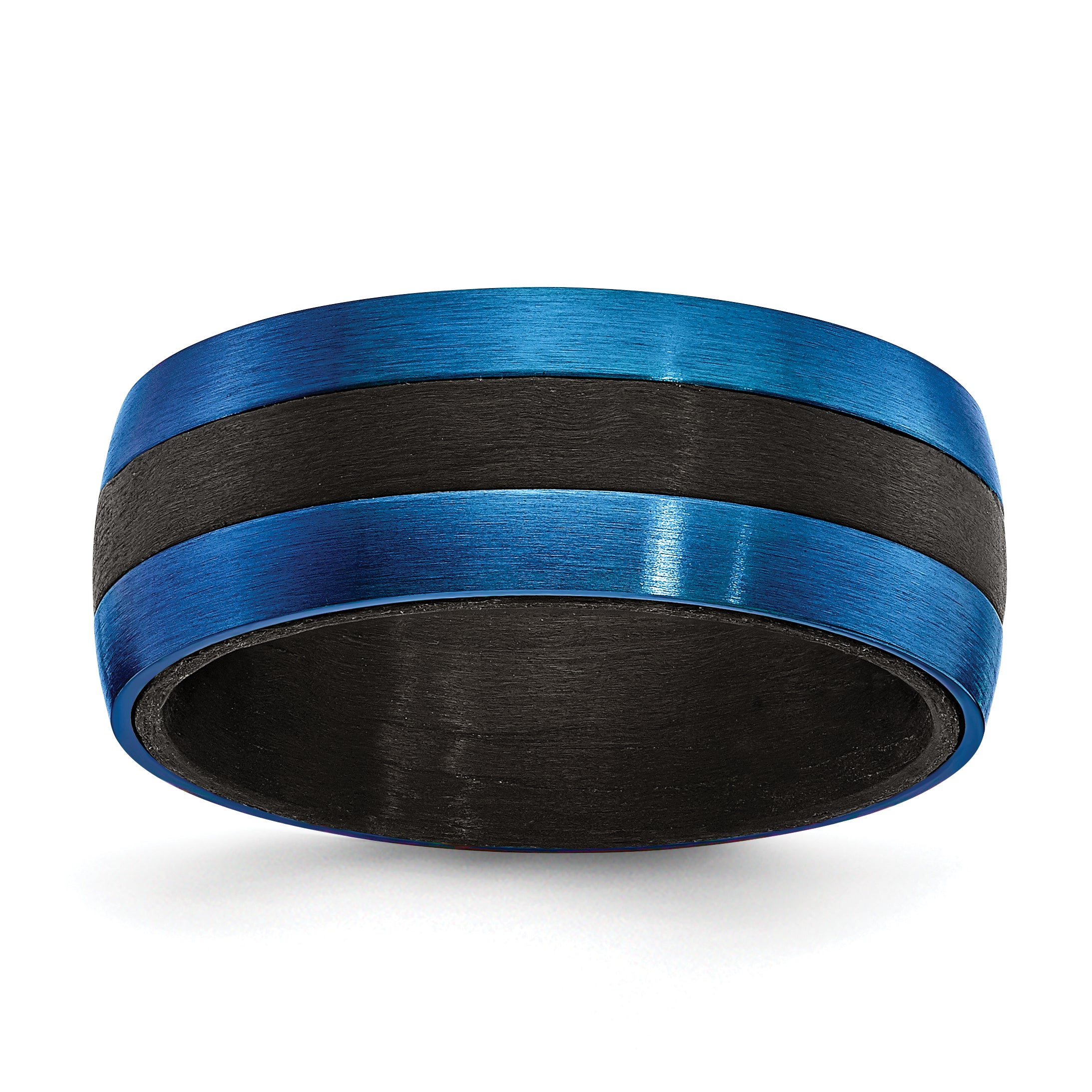 Black Carbon Fiber with Brushed Blue IP-plated Stainless Steel 8mm Band