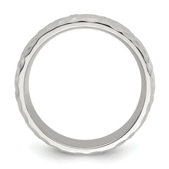 Stainless Steel Brushed and Polished Hammered 7.5mm Band