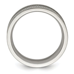 Stainless Steel Polished and Beaded 7mm Band