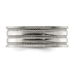 Stainless Steel Polished and Beaded 7mm Band