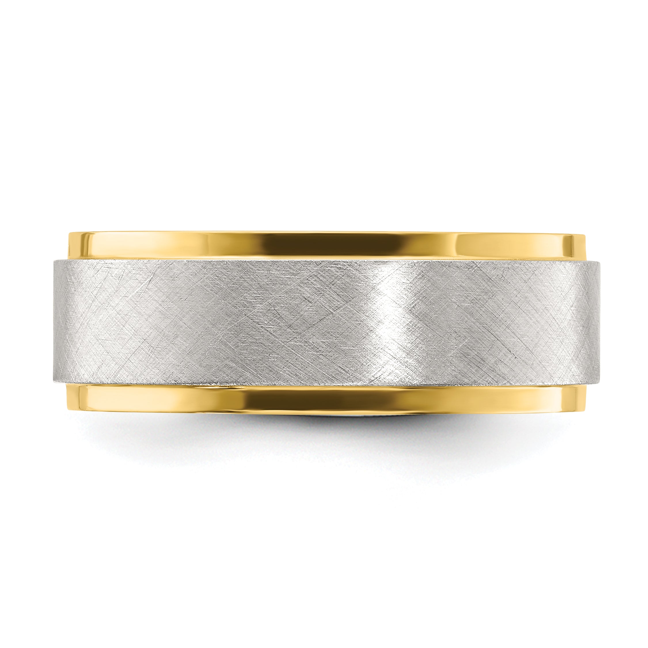 Stainless Steel Polished Yellow IP-plated with Brushed Center 8mm Band