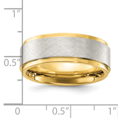 Stainless Steel Polished Yellow IP-plated with Brushed Center 8mm Band