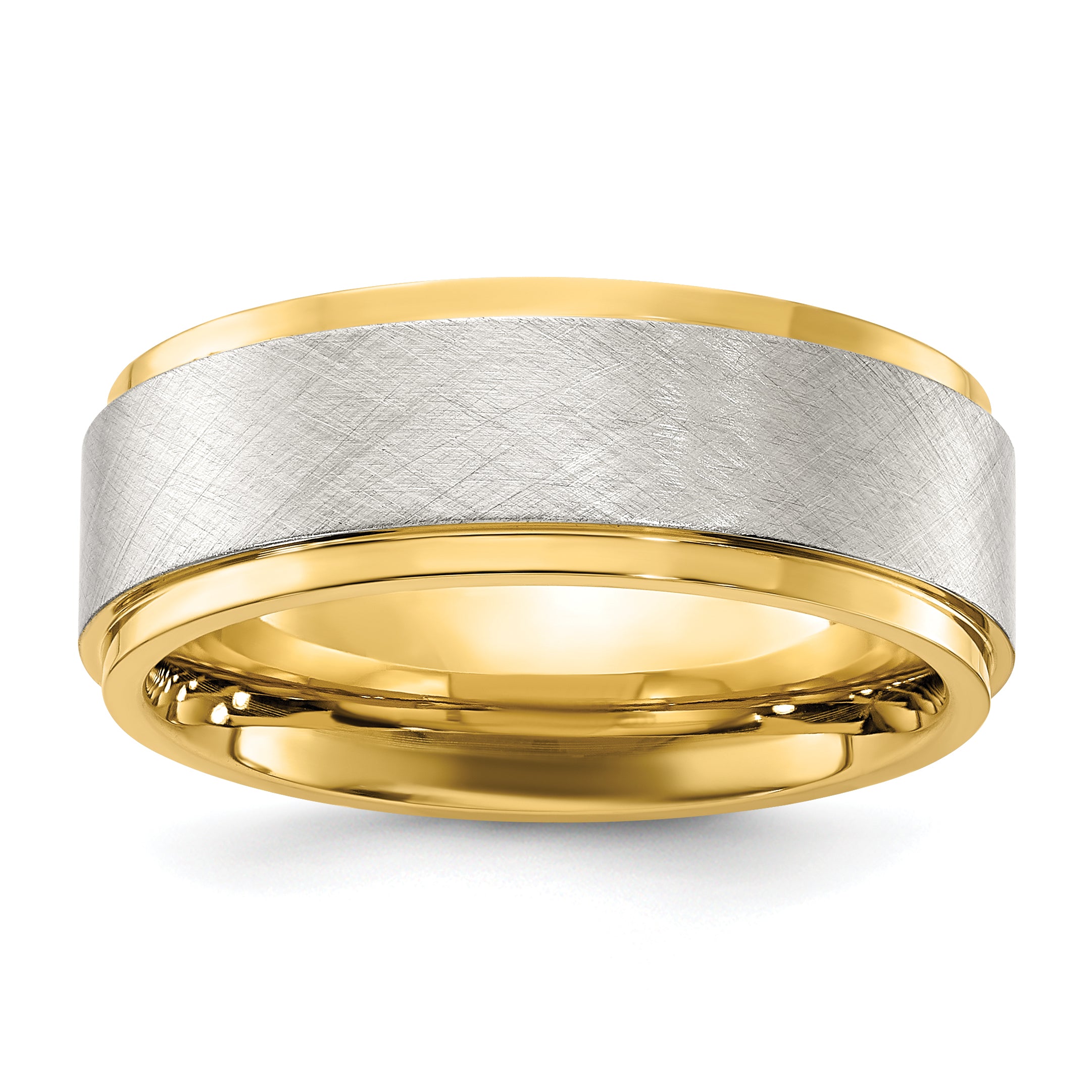 Stainless Steel Polished Yellow IP-plated with Brushed Center 8mm Band