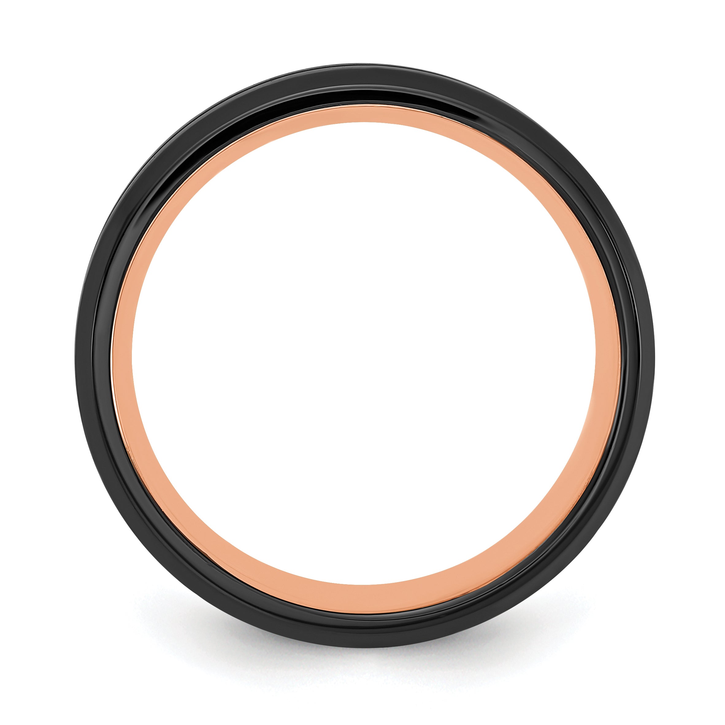 Stainless Steel Brushed and Polished Black and Rose IP-plated 8mm Band