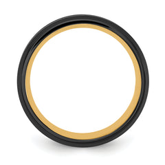 Stainless Steel Brushed and Polished Black and Yellow IP-plated 8mm Band