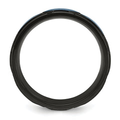 Stainless Steel Brushed and Polished Black and Blue IP-plated 8mm Band