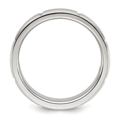 Stainless Steel Brushed and Polished Grooved 6mm Band