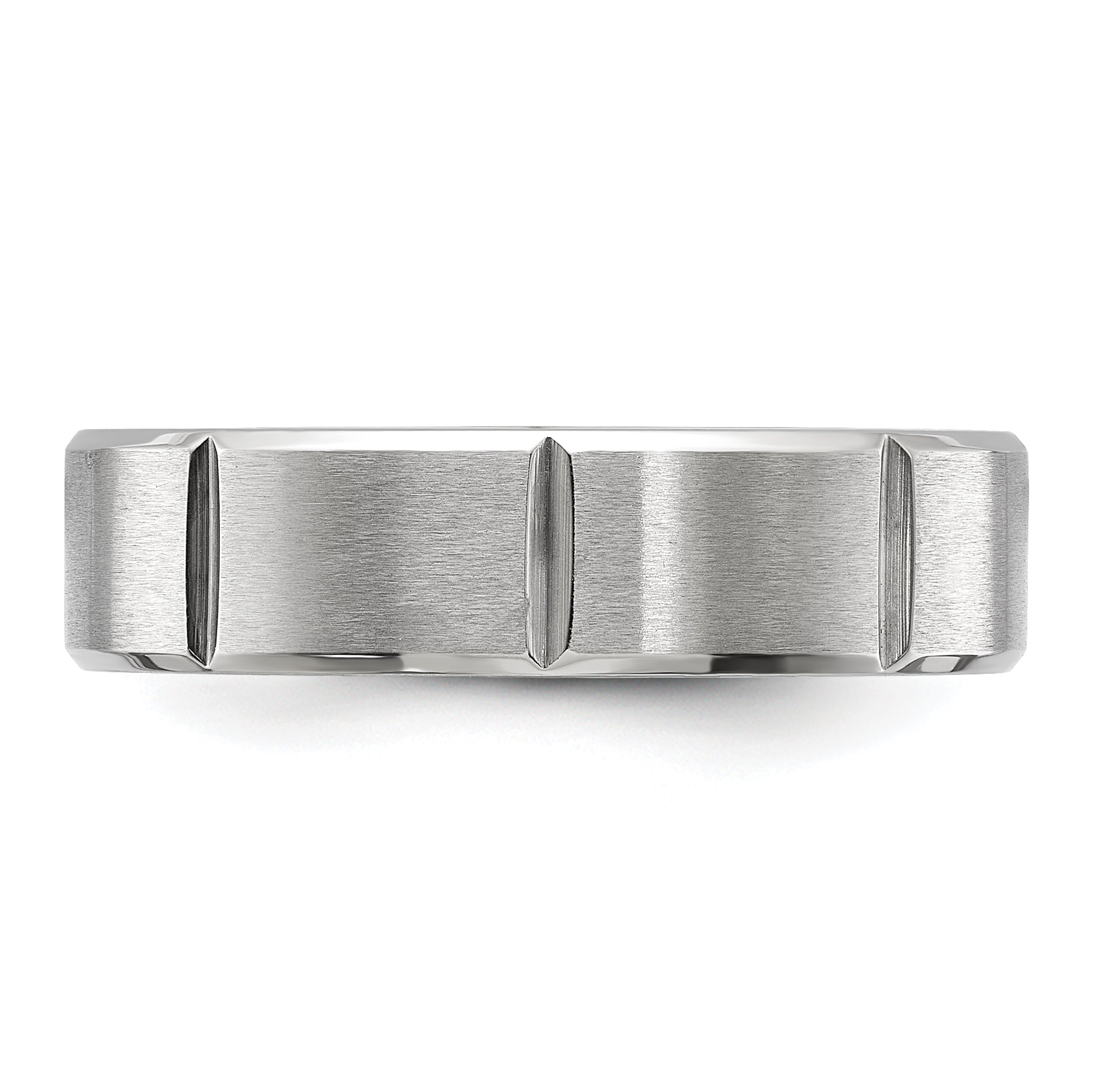 Stainless Steel Brushed and Polished Grooved 6mm Band