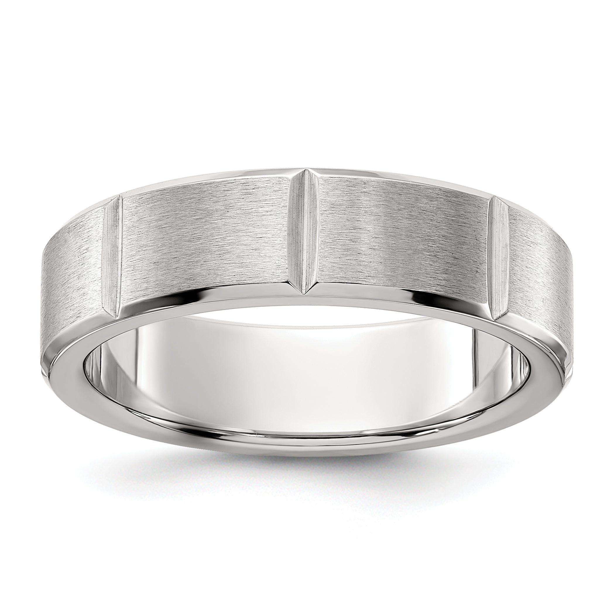 Stainless Steel Brushed and Polished Grooved 6mm Band