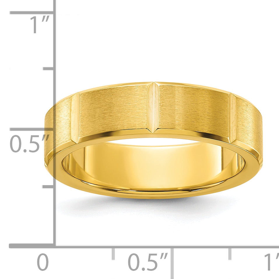 Stainless Steel Brushed and Polished Yellow IP-plated Grooved 6mm Band