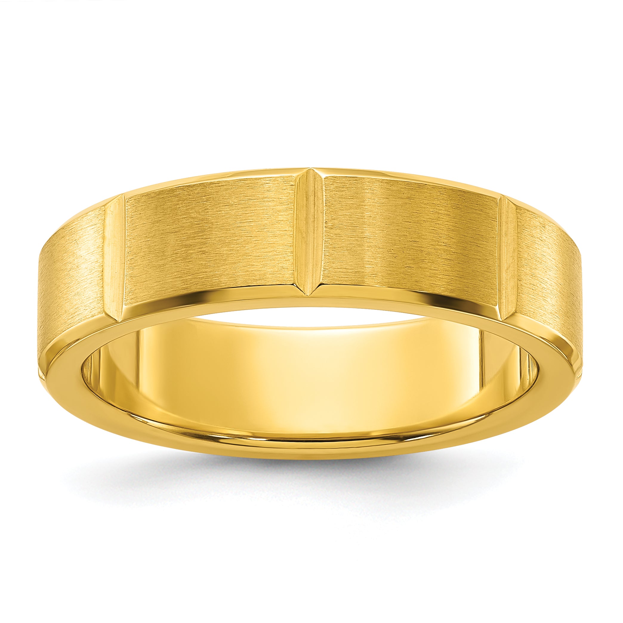 Stainless Steel Brushed and Polished Yellow IP-plated Grooved 6mm Band