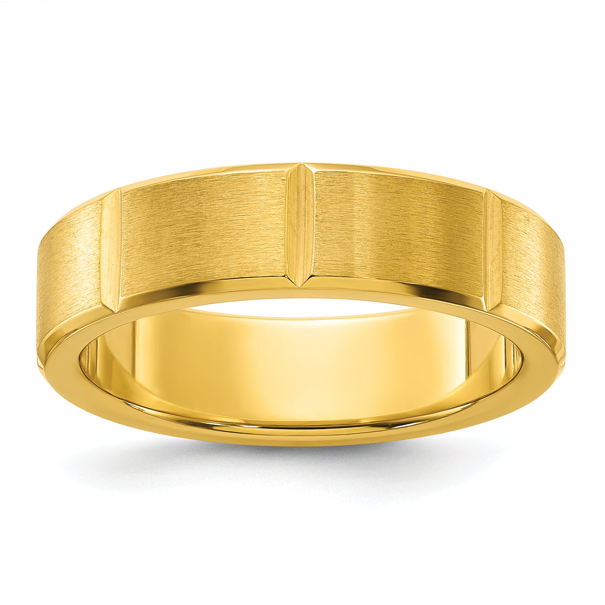 Stainless Steel Brushed and Polished Yellow IP-plated Grooved 6mm Band