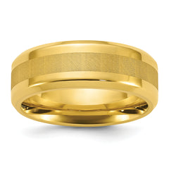 Stainless Steel Polished Yellow IP-plated Brushed Center 8mm Band