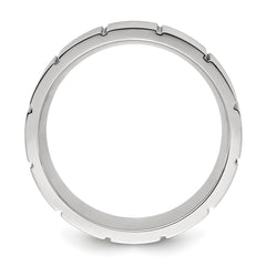 Stainless Steel Polished and Grooved 8mm Band