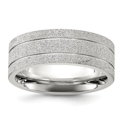 Stainless Steel Polished Laser-cut and Grooved 8mm Band