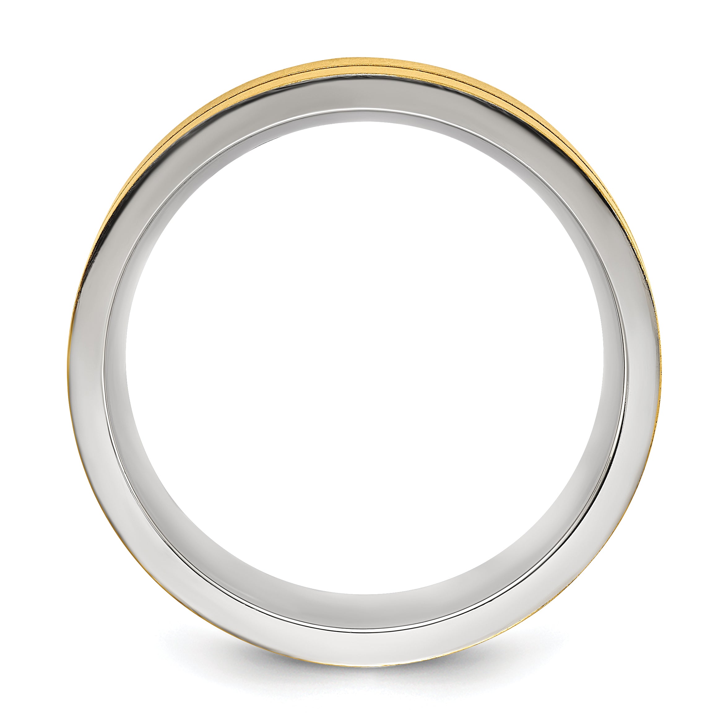 Stainless Steel Brushed and Polished Yellow IP-plated Grooved 8mm Band