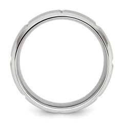 Stainless Steel Brushed and Polished Grooved 8mm Band