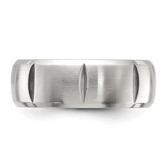 Stainless Steel Brushed and Polished Grooved 8mm Band