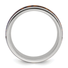 Stainless Steel Polished with Yellow Tiger's Eye Inlay 8mm Band