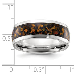 Stainless Steel Polished with Yellow Tiger's Eye Inlay 8mm Band