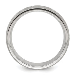 Stainless Steel Polished with Lasered Tree Design 8mm Band