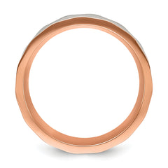 Stainless Steel Brushed and Polished Faceted Rose IP-plated 8mm Band