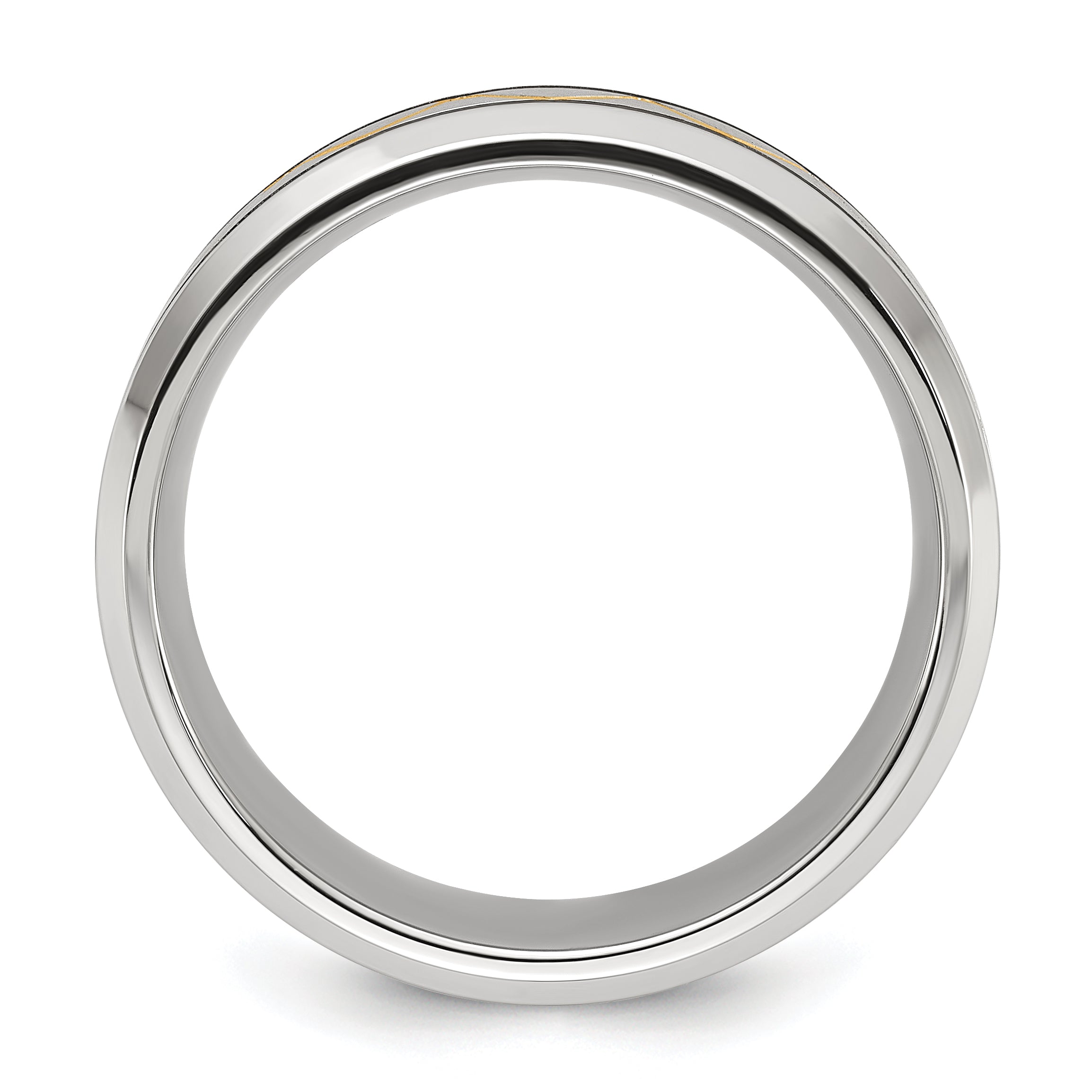 Stainless Steel Brushed and Polished Yellow IP-plated 8mm Band