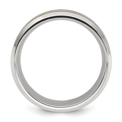 Stainless Steel Brushed and Polished Yellow IP-plated 8mm Band