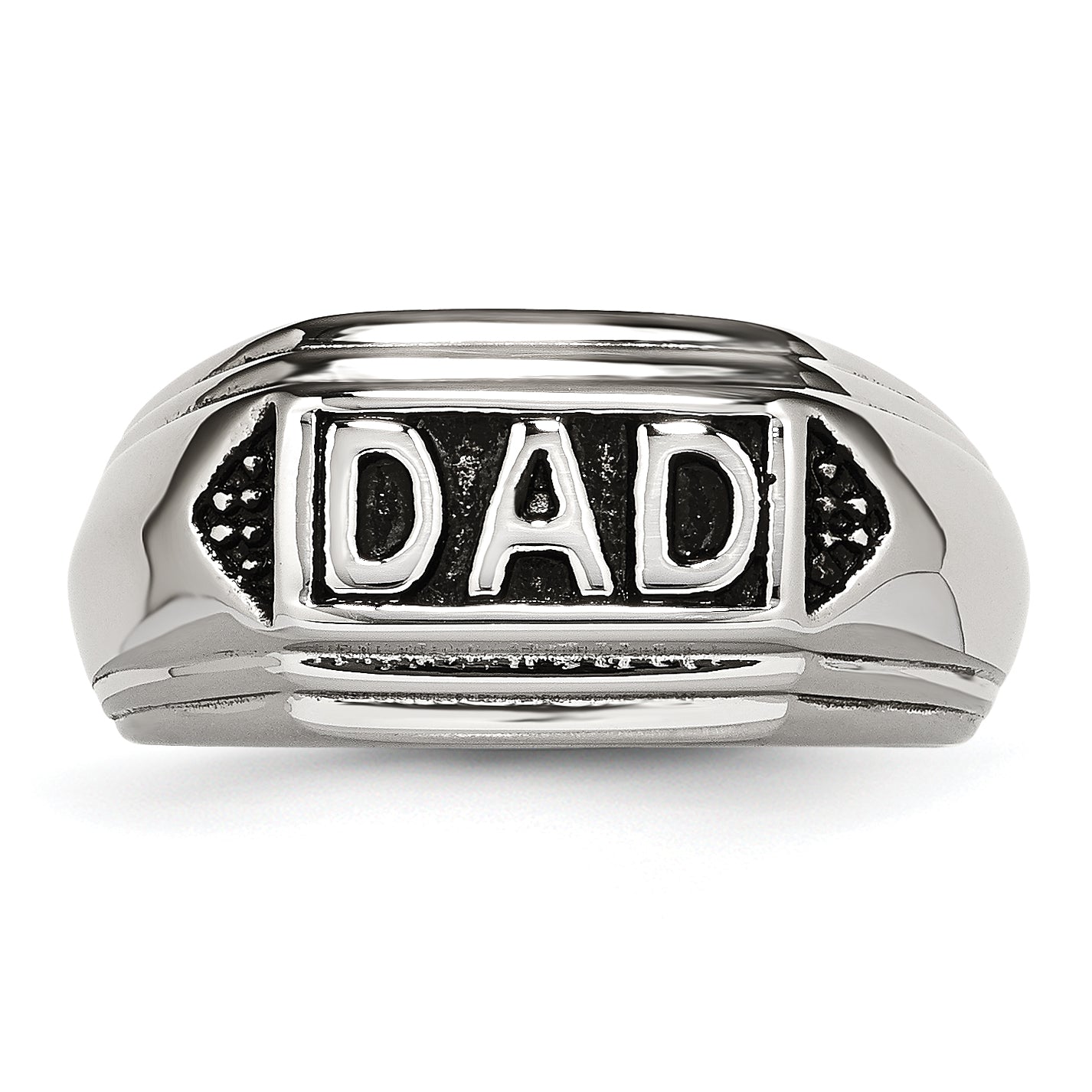 Stainless Steel Polished Black Enameled DAD Ring