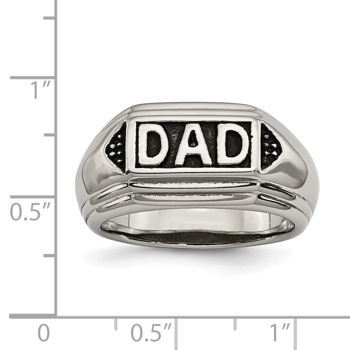 Stainless Steel Polished Black Enameled DAD Ring