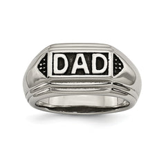 Stainless Steel Black Enamel Polished Dad Band