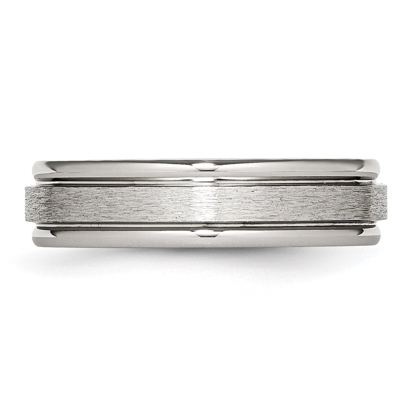 Stainless Steel Polished with Satin Center 6mm Grooved Edge Band