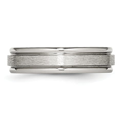 Stainless Steel Polished with Satin Center 6mm Grooved Edge Band