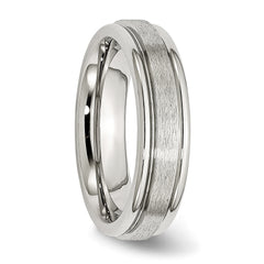 Stainless Steel Polished with Satin Center 6mm Grooved Edge Band