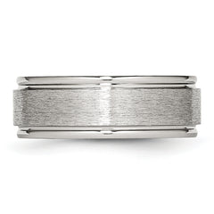 Stainless Steel Brushed and Polished 8mm Grooved Edge Band