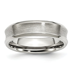 Stainless Steel Brushed and Polished Concave 6mm Beveled Edge Band