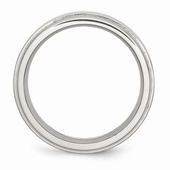 Stainless Steel Ridged Edge 8mm Brushed and Polished Band