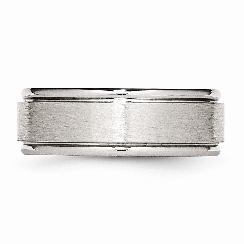 Stainless Steel Ridged Edge 8mm Brushed and Polished Band