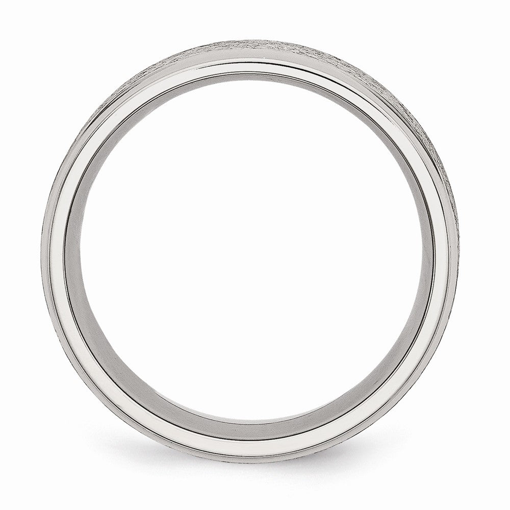 Stainless Steel Ridged Edge 8mm Brushed and Polished Band