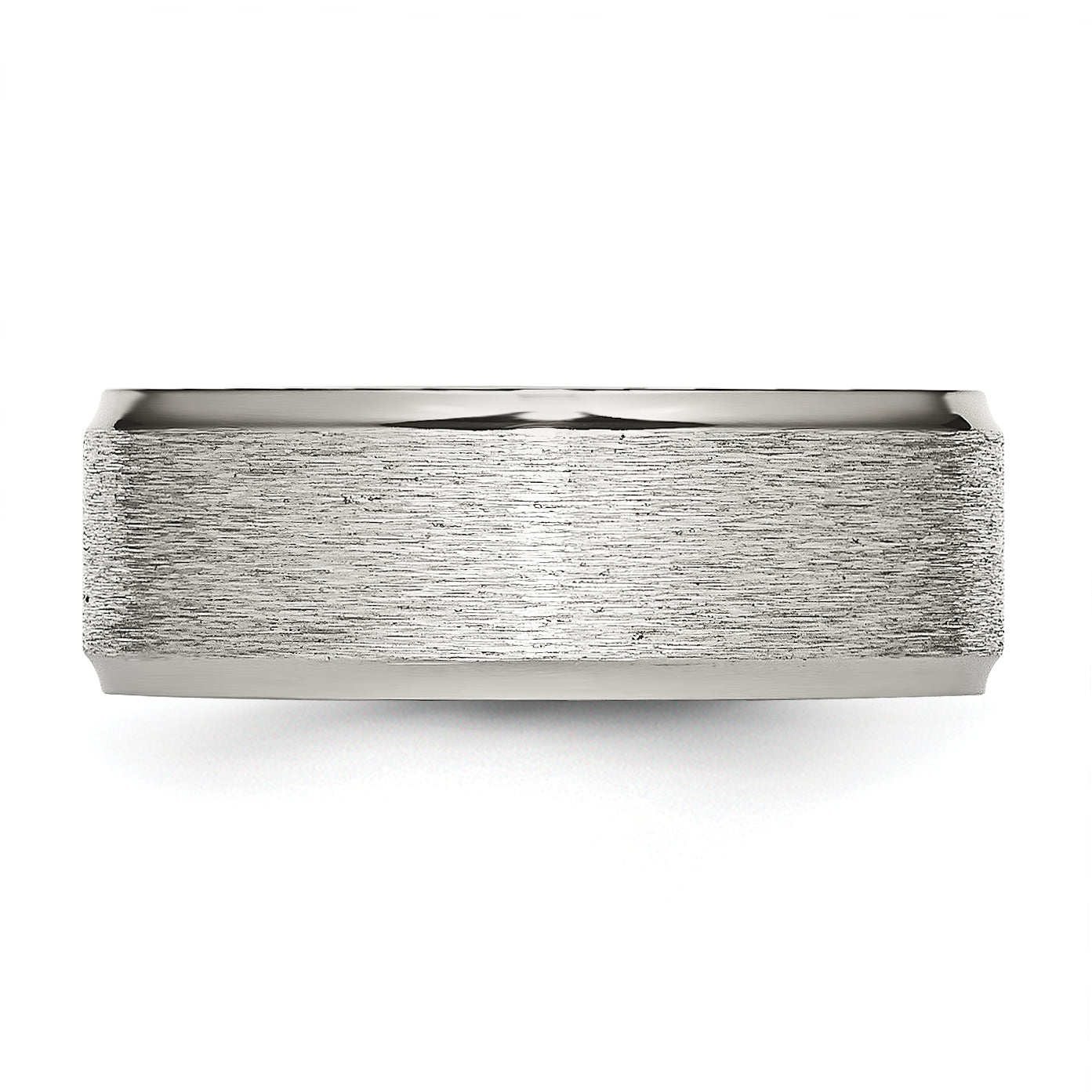 Stainless Steel Polished with Grain Finish Center 8mm Ridged Edge Band