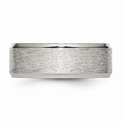 Stainless Steel Ridged Edge 8mm Brushed and Polished Band