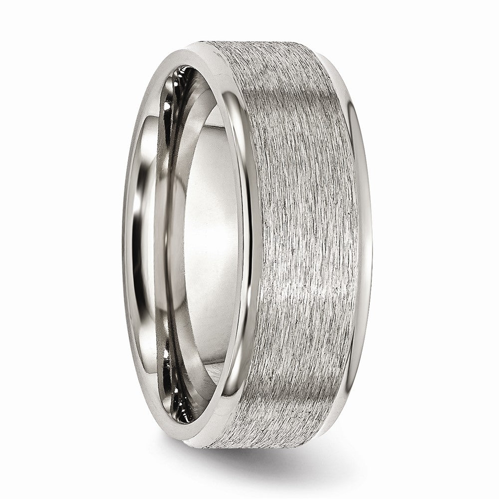 Stainless Steel Wedding Band with Ridged Edge and Engravable Finish