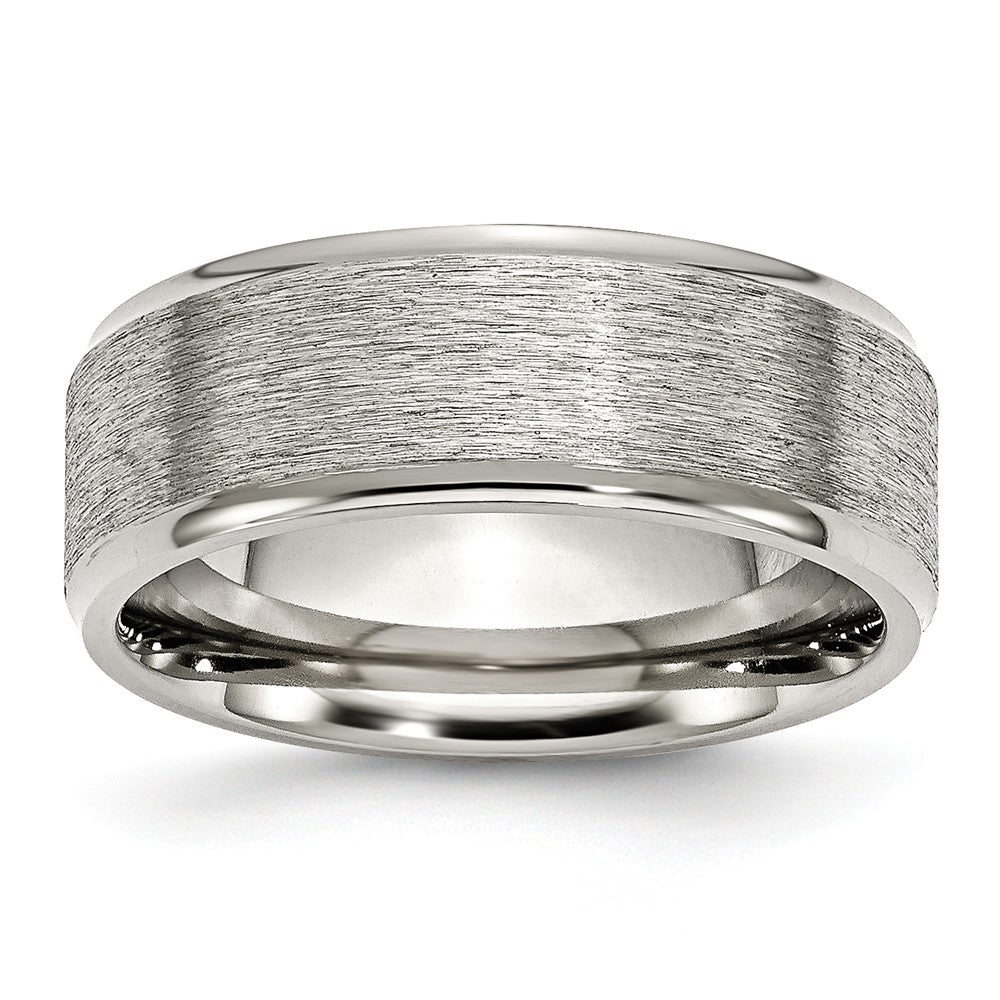 Stainless Steel Ridged Edge 8mm Brushed and Polished Band