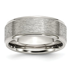 Stainless Steel Polished with Grain Finish Center 8mm Ridged Edge Band